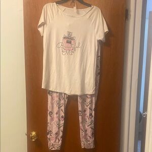 JUNIOR Pajamas Set - White and Pink